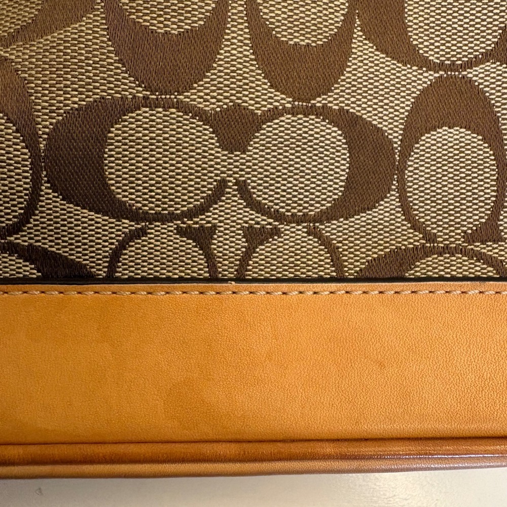 Vintage Coach Signature Demi Canvas Leather Y2K Shoulder Bag Brown Tan 6094 - Picture 5 of 16